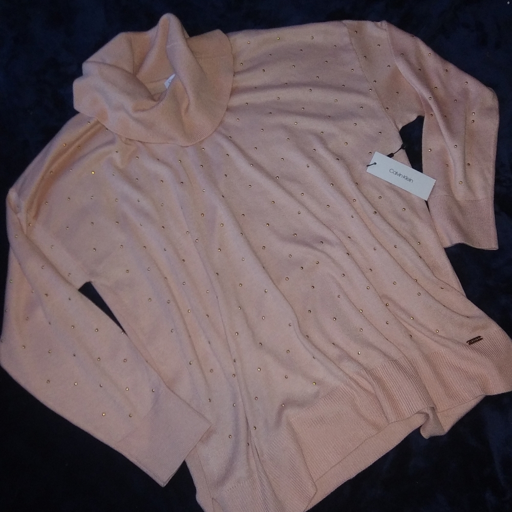 Calvin K. (new) pink stud sweater - cowl neck - XL - Picture 4 of 6